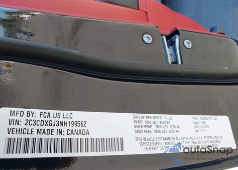 2022 Dodge Charger Scat Pack z USA, uszkodzony, nr VIN 2C3CDXGJ3NH199562